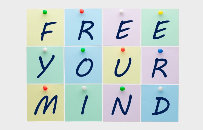 How to do mindfulness for beginners Free your mind text in a colorful paper cube background. How to do mindfulness for beginners
