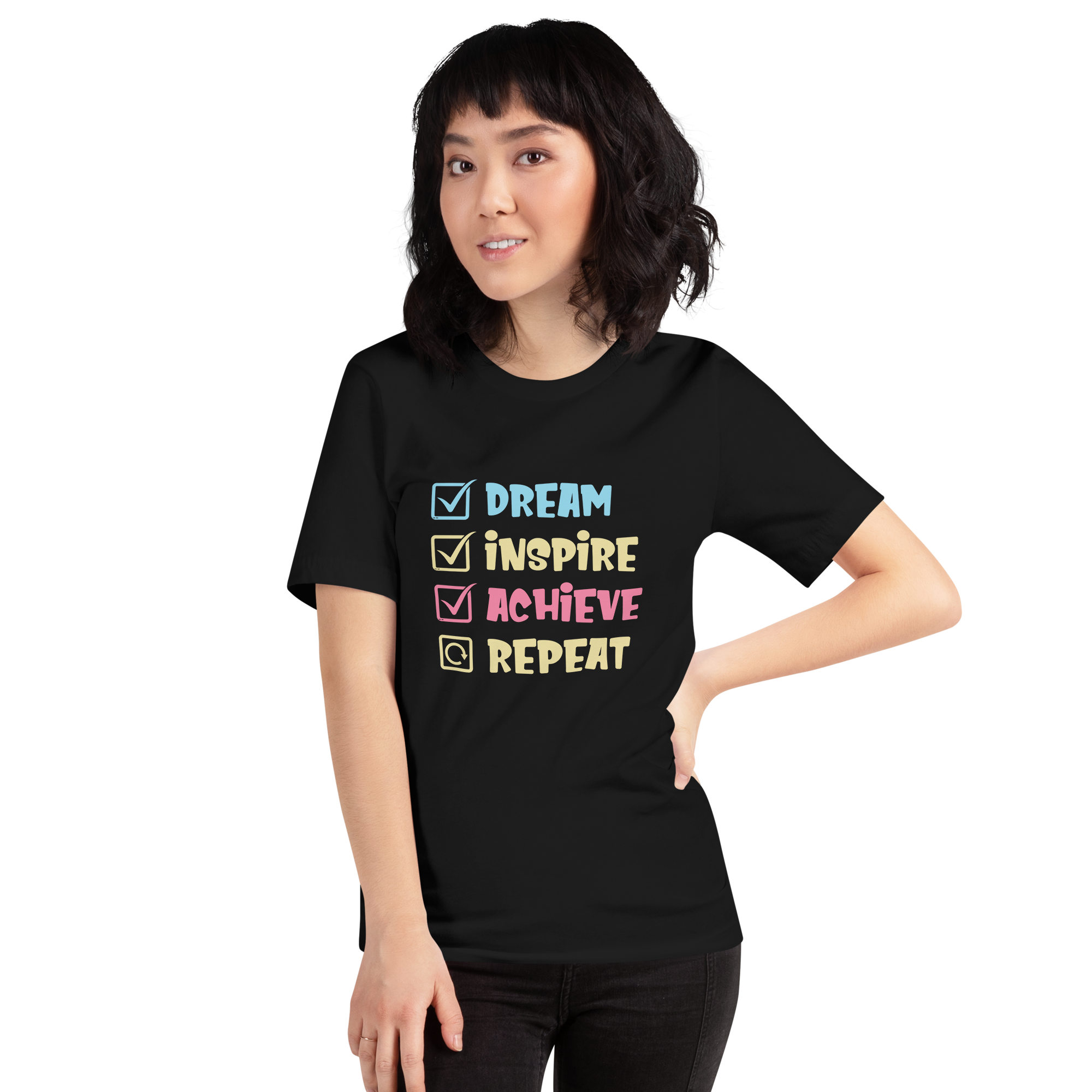 dream inspire achieve repeat t shirt